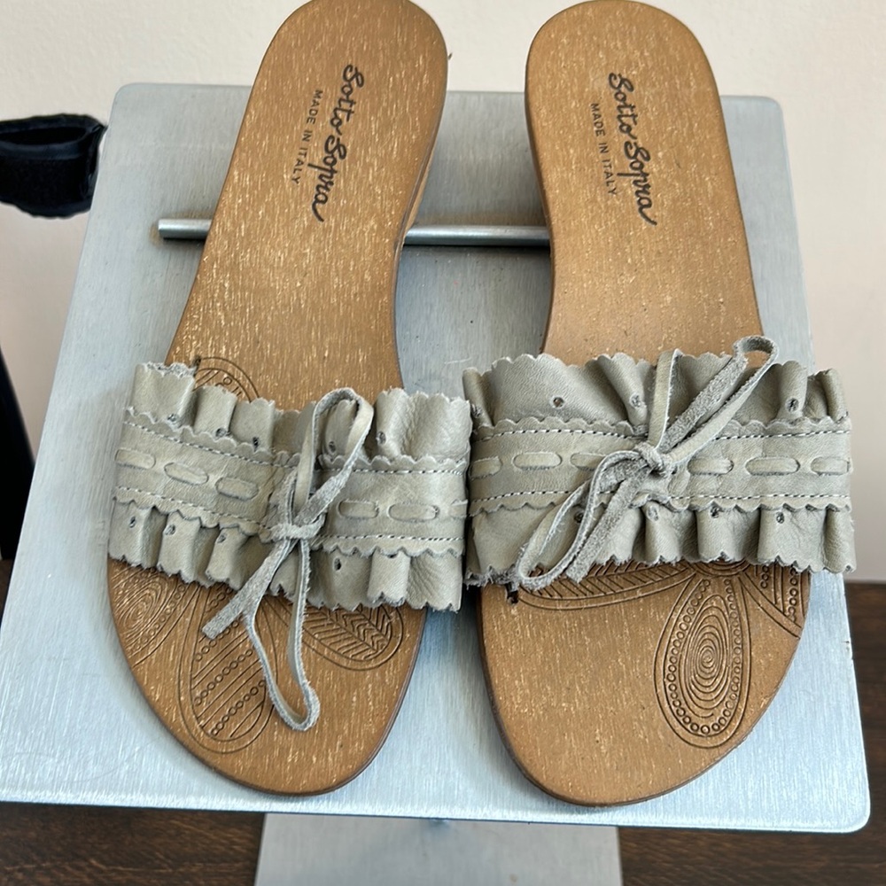 SOTTO SOPRA LEATHER SLIDE SANDALS